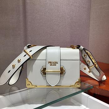 Prada Cahier Leather Shoulder Bag White 1BD045 Size 19x14x9cm