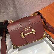 Prada Cahier Leather Shoulder Bag Wine 1BD045 Size 19x14x9cm - 2