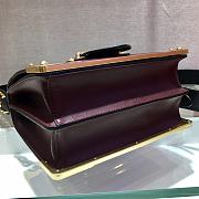 Prada Cahier Leather Shoulder Bag Black&Wine 1BD045 Size 19x14x9cm - 4