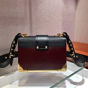 Prada Cahier Leather Shoulder Bag Black&Wine 1BD045 Size 19x14x9cm - 3