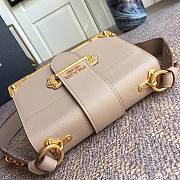 Prada Cahier Leather Shoulder Bag Beige 1BD045 Size 19x14x9cm - 4