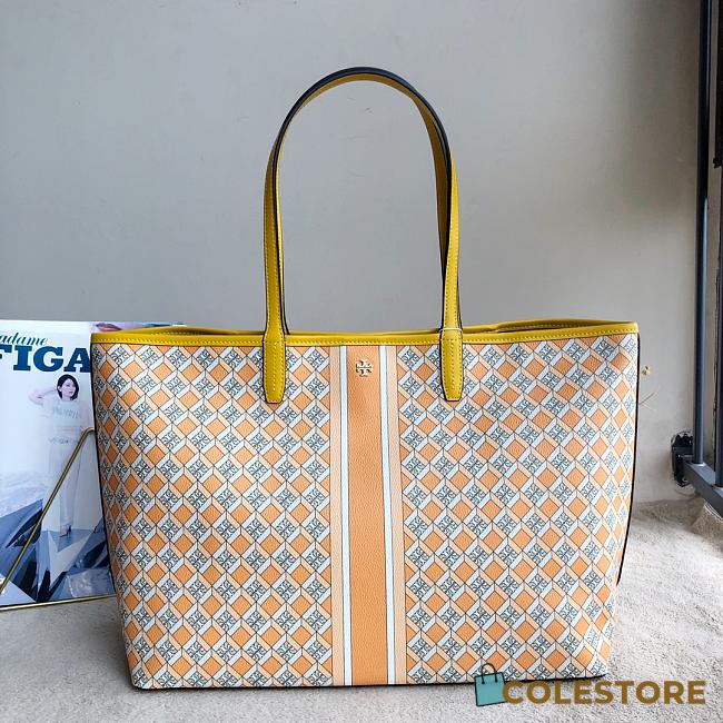 Colestore Tory Burch Gemini Link Top-Zip Tote In Yellow Style 58450 Size: 38cm - 1