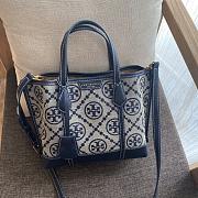 Colestore Tory Burch Perry Monogram Triple T Tote Bag In Blue Size 34x28x13.5cm - 1