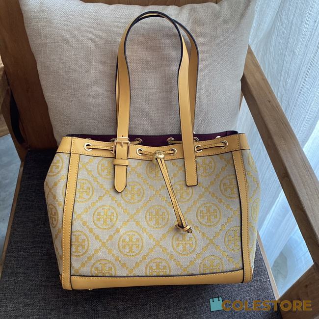Colestore Tory Burch Perry Monogram Triple T Tote Bag In Yellow Size 34x28x13.5cm - 1