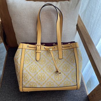 Colestore Tory Burch Perry Monogram Triple T Tote Bag In Yellow Size 34x28x13.5cm