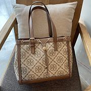 Colestore Tory Burch Perry Monogram Triple T Tote Bag In Brown Size 34x28x13.5cm - 4
