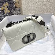 Dior Caro Small Bag White Cannage Calfskin Silver Hardware - 3