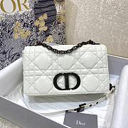 Dior Caro Medium Bag White Cannage Calfskin Silver Hardware - 1