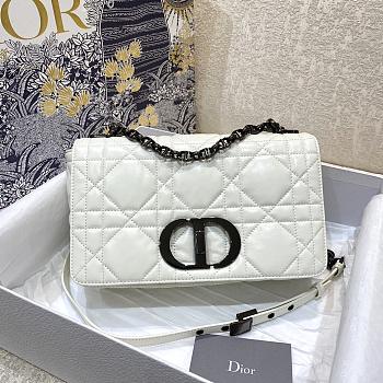 Dior Caro Medium Bag White Cannage Calfskin Silver Hardware