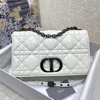Dior Caro Bag White Cannage Calfskin Black Hardware Size 28cm