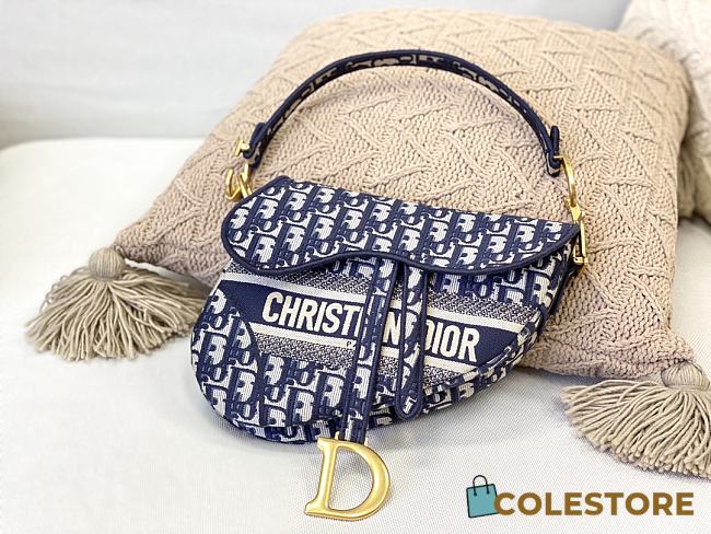 Dior Saddle Blue Oblique Jacquard 25×6×20cm - 1