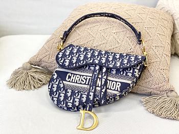 Dior Saddle Blue Oblique Jacquard 25×6×20cm