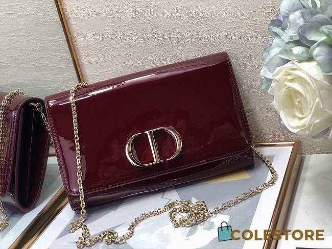 Dior Montaigne Bag Patent Leather Wine Size 19x12.5x4cm - 1