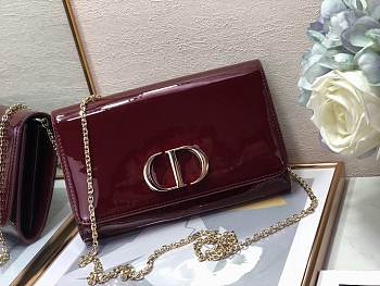 Dior Montaigne Bag Patent Leather Wine Size 19x12.5x4cm