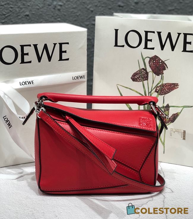 Loewe Puzzle Bag Soft Dark Red Calfskin Size 18*12.5*8cm - 1