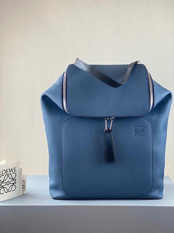 Goya Backpack In Blue Soft Grained Calfskin Size 33x44.5x19 cm