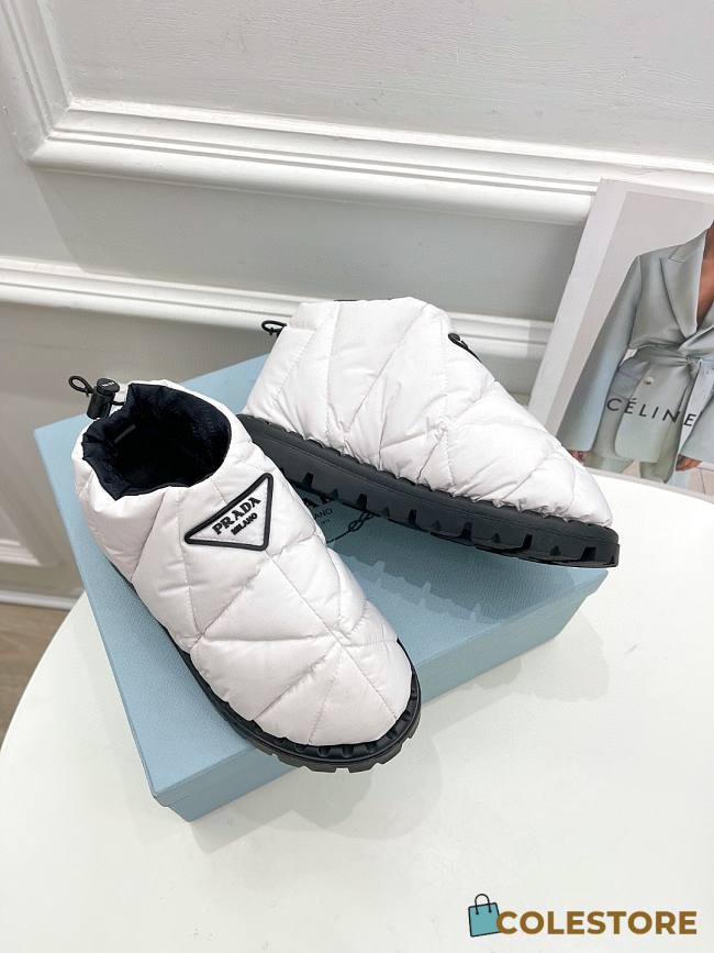 Prada Padded Nylon Slip-on Shoes White - 1