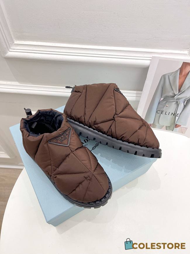 Prada Padded Nylon Slip-on Shoes Brown - 1