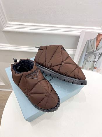 Prada Padded Nylon Slip-on Shoes Brown