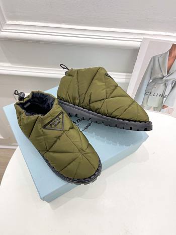 Prada Padded Nylon Slip-on Shoes Khaki 