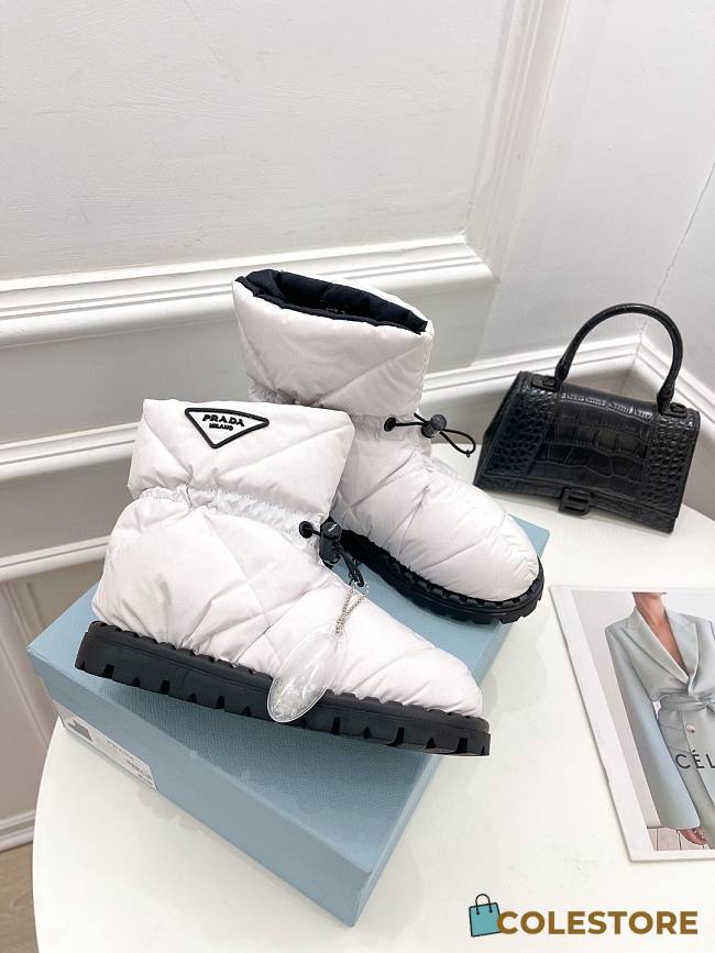 Prada Padded Nylon Booties White - 1