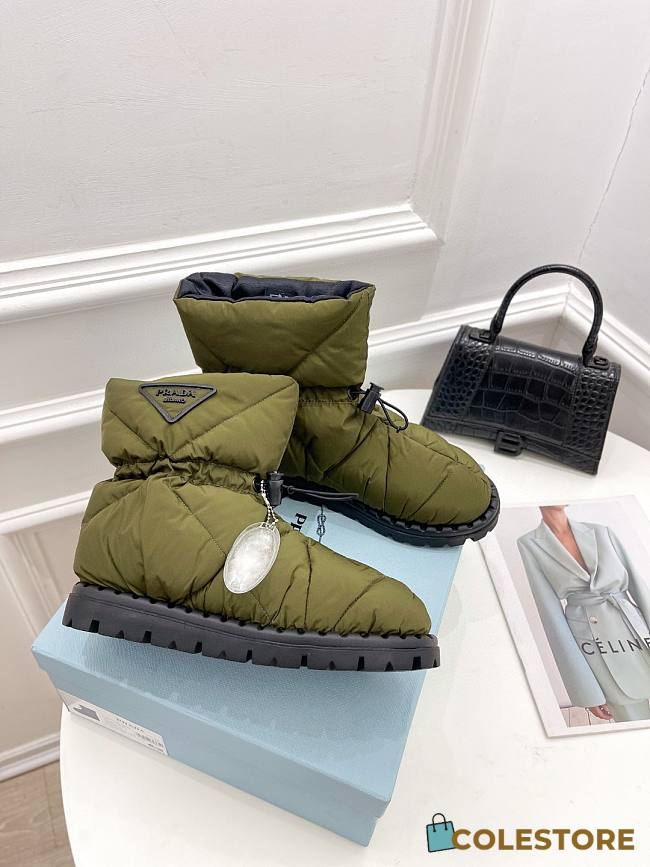 Prada Padded Nylon Booties Khaki - 1