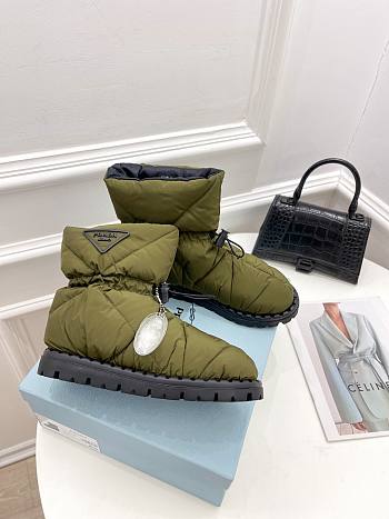 Prada Padded Nylon Booties Khaki