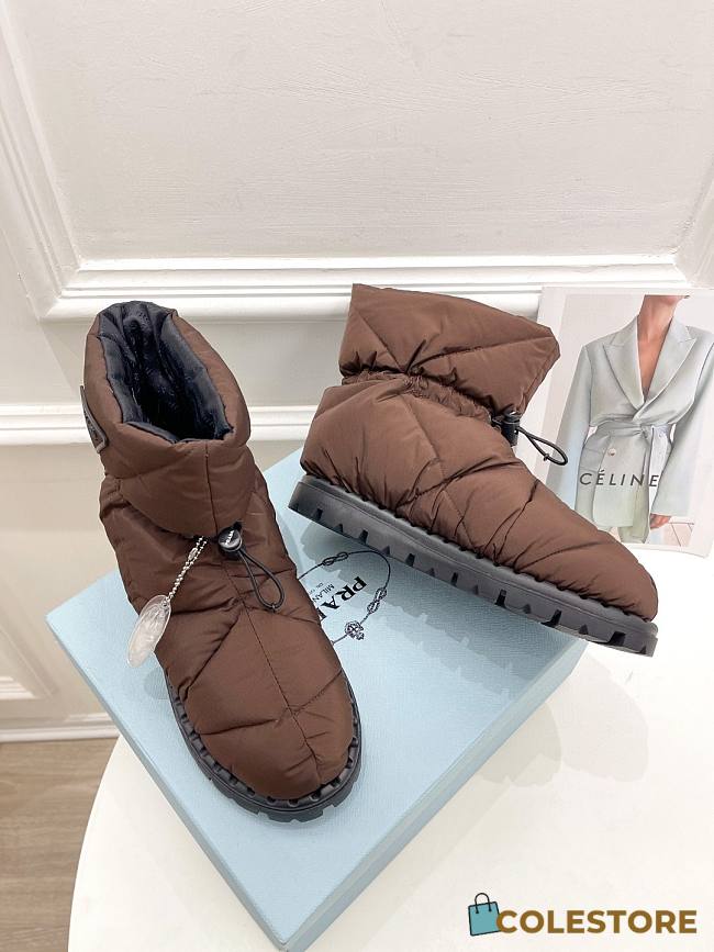 Prada Padded Nylon Booties Brown - 1