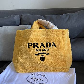 Prada Terry Fabric Tote Bag Yellow Size 40×34×16cm