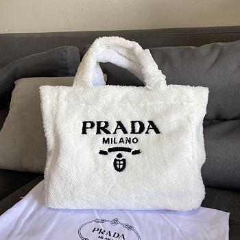Prada Terry Fabric Tote Bag White Size 40×34×16cm