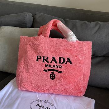Prada Terry Fabric Tote Bag Pink Size 40×34×16cm