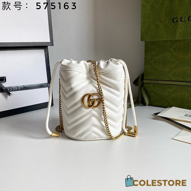 Gucci GG Marmont Bucket Bag White 575163 Size 19x17cm - 1