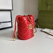 Gucci GG Marmont Bucket Bag Red 575163 Size 19x17cm - 5