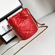 Gucci GG Marmont Bucket Bag Red 575163 Size 19x17cm - 6