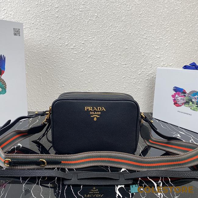 Prada Camera Crossbody Bag Black 1BH082 Size 22X15X9cm - 1