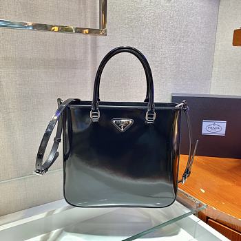 Prada Black Brush Leather Tote Bag 1BA330 Size 24x22x6cm