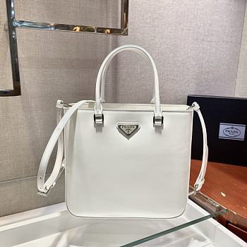 Prada Brush Leather Tote Bag White 1BA330 Size 24x22x6cm