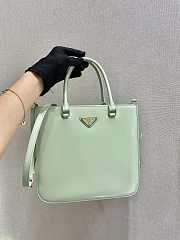 Prada Black Brush Leather Tote Bag Green 1BA330 Size 24x22x6cm - 6