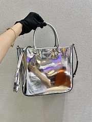 Prada Brush Leather Tote Bag Silver 1BA330 Size 24x22x6cm - 6