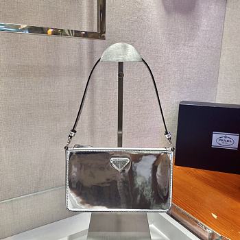 Prada Leather Mini Bag Silver 1BC155 Size 20x15x5.5cm