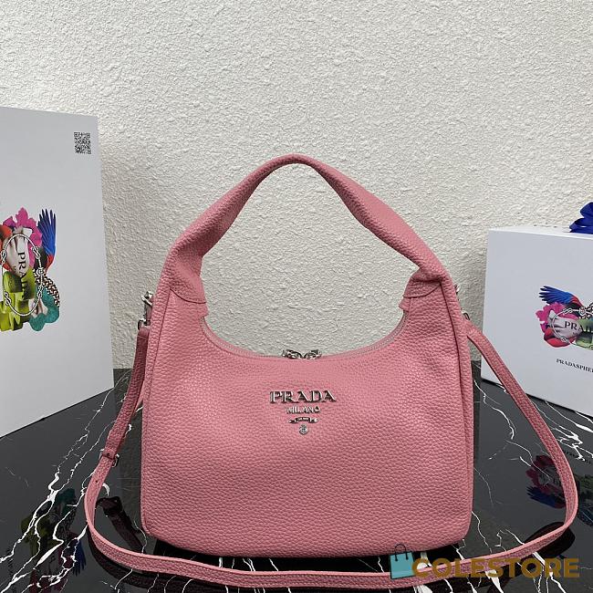 Prada Hobo Leather Bag Pink 1BC132 Size 26x21x9.5cm - 1