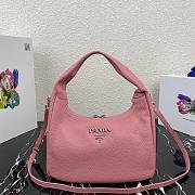 Prada Hobo Leather Bag Pink 1BC132 Size 26x21x9.5cm - 1