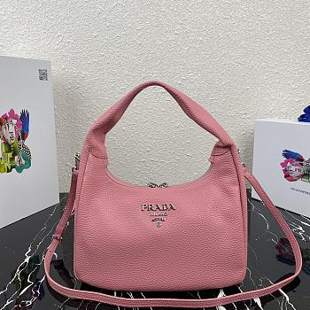 Prada Hobo Leather Bag Pink 1BC132 Size 26x21x9.5cm