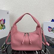 Prada Hobo Leather Bag Pink 1BC132 Size 26x21x9.5cm - 6