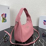 Prada Hobo Leather Bag Pink 1BC132 Size 26x21x9.5cm - 4