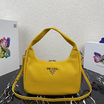 Prada Hobo Leather Bag Yellow 1BC132 Size 26x21x9.5cm