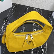 Prada Hobo Leather Bag Yellow 1BC132 Size 26x21x9.5cm - 5