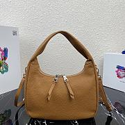 Prada Hobo Leather Bag Brown 1BC132 Size 26x21x9.5cm - 3