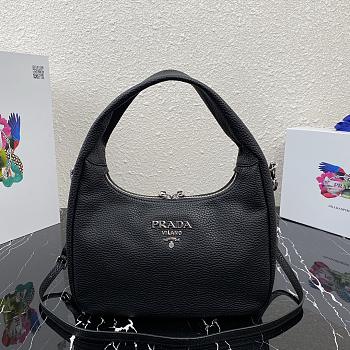 Prada Hobo Leather Bag Black 1BC132 Size 26x21x9.5cm