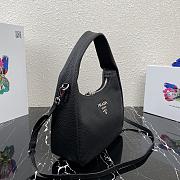 Prada Hobo Leather Bag Black 1BC132 Size 26x21x9.5cm - 5